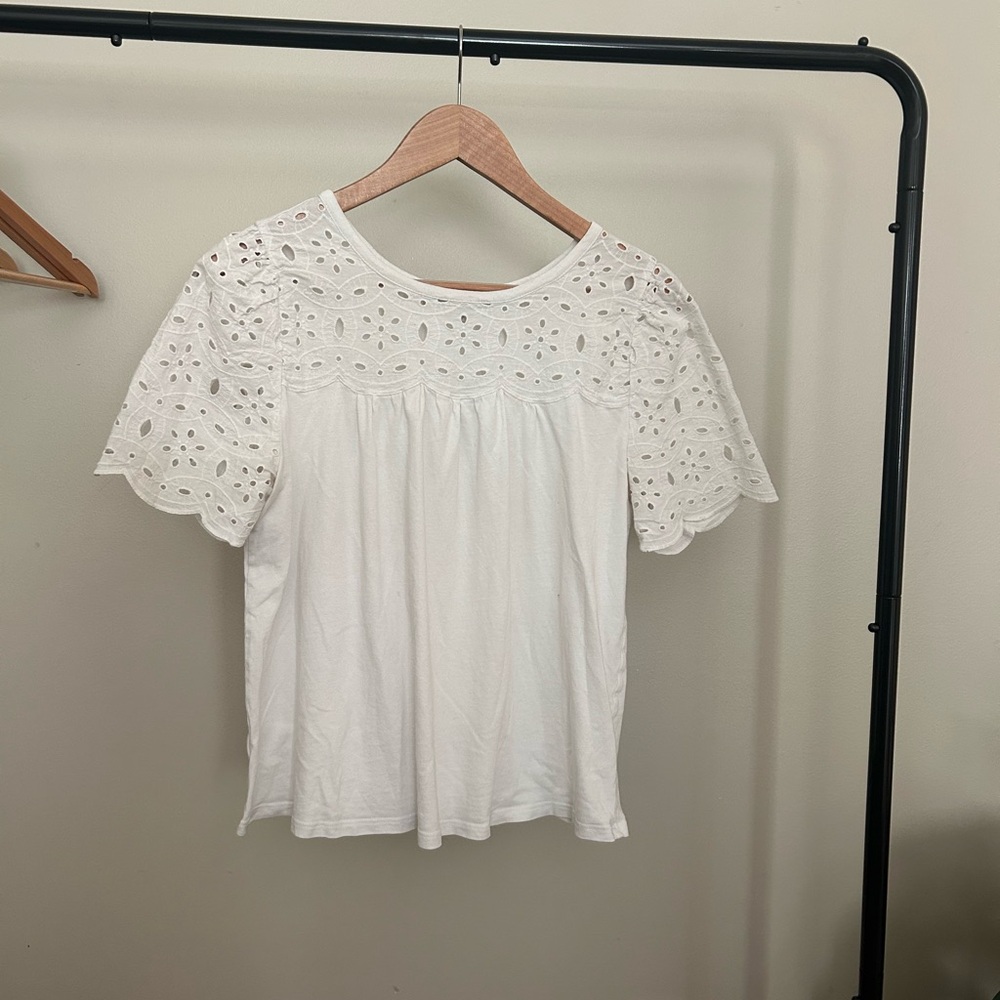 LOFT White Eyelet Lace Blouse